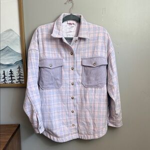 Pink Lily Plaid Jacket in Lavender and Pink